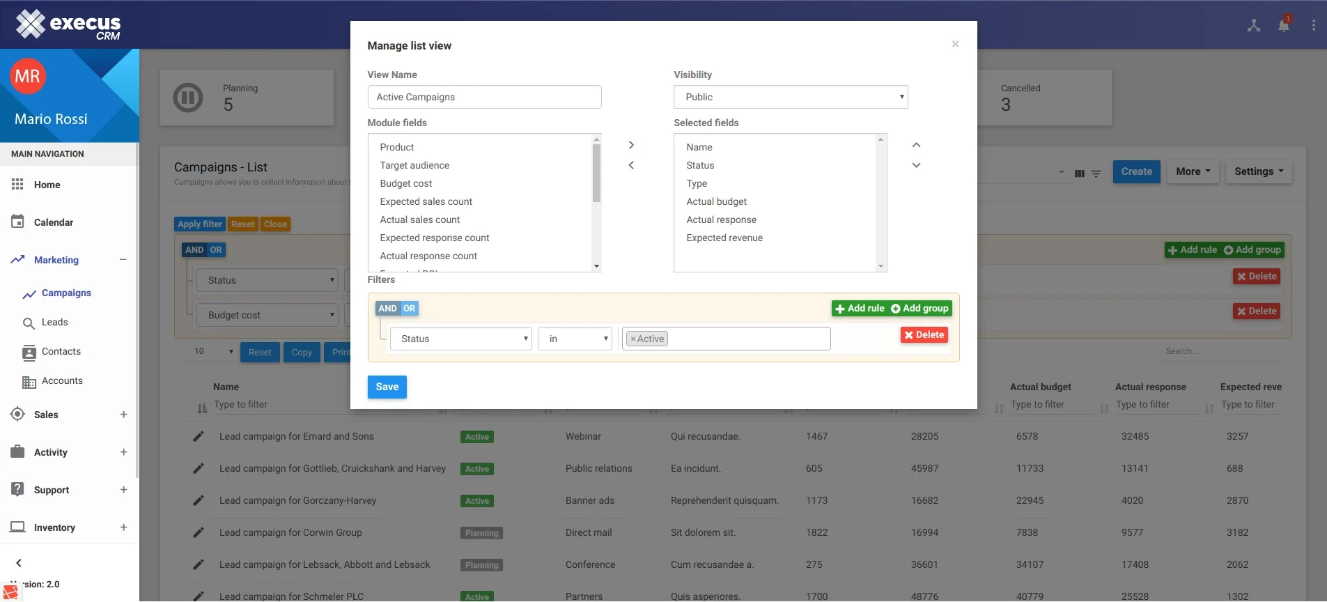 Execus | Dashboard piattaforma